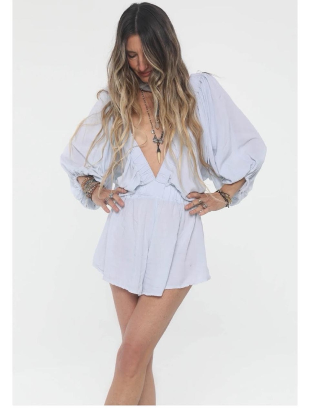 Jen’s Pirate Booty - Float Romper in “Blue Agave” Size Small